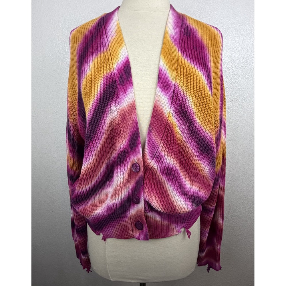 Young Fabulous Broke YFB women Oversized Destructed Cardigan Sweater size Medium